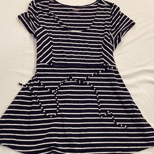 Motherhood Black and White Striped Casual Dress